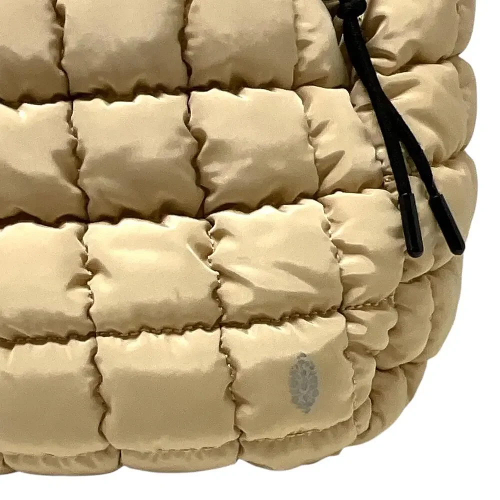 Free People FP Movement Quilted Carryall Hobo Bag Womens Large Beige Pockets